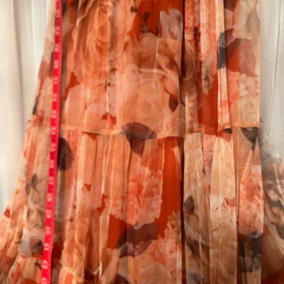 Copper color, flower print, long dress. - Picture 7 of 14